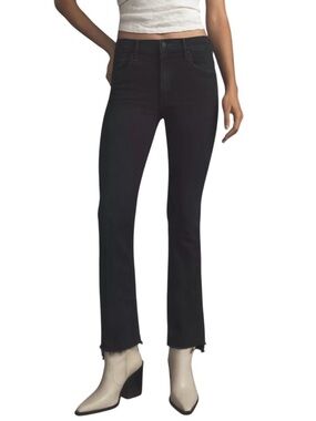 MOTHER The Insider Crop Step Fray Hem High-Rise Jeans Dark Blue Sz 24